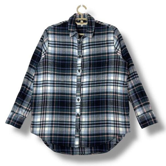 Madewell Plaid Flannel Button Down Shirt‎ Long Sleeve Oversized Winter size XS - Picture 1 of 10
